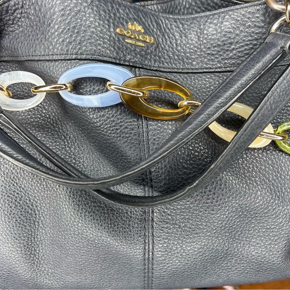 Coach Klara navy blue Leather Tote Bag with bonus Chain bag charm - Picture 7 of 8